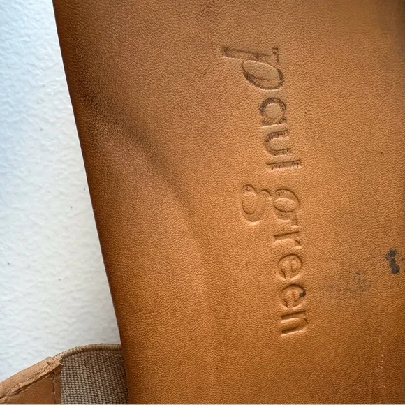 Paul‎ Green Helena Women Size 8 Woven Leather Tan Sandals Slingback Heel Boho - Picture 5 of 15